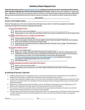 Residency Waiver Request Form - Northeastern University - Fill and Sign ...