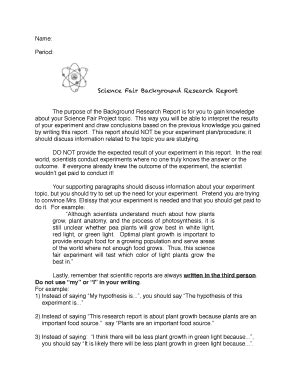 Fillable Online Science Fair Background Research Report Fax Email Print ...