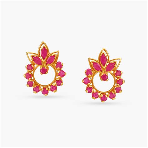 Fiery Stud Earrings with Rubies