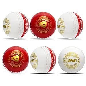 CW Spin/Incredible Poly Soft Ball in White & Red Color (in Pack of 6 ...