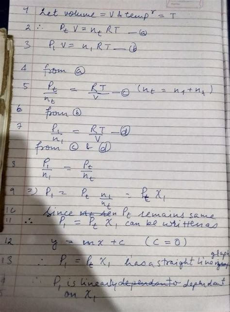 show that the total vapour pressure over the solution of two liquids 1 ...