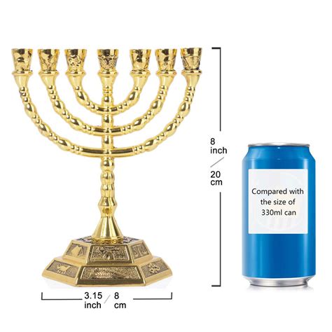 Buy 12 Tribes of Israel Menorah Jerusalem Temple 7 Branch Jewish Candle ...