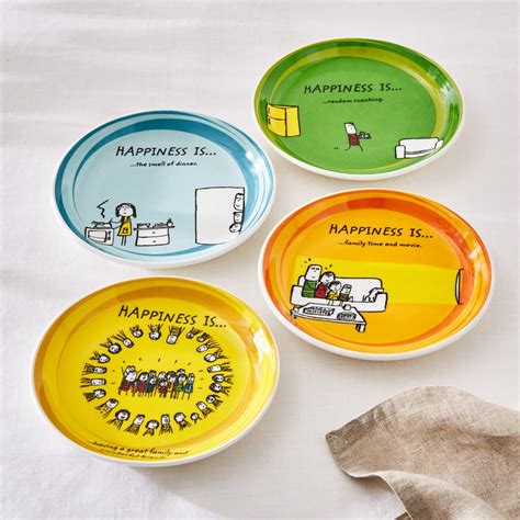 Buy Corsica Happiness Set of 4 Bone China Printed Snack Plates - 16cm ...