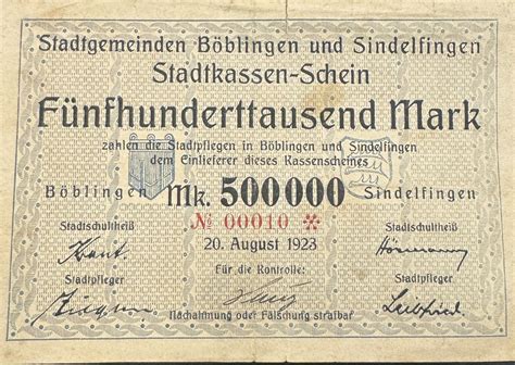 500 000 Mark - Cities of Böblingen and Sindelfingen – Numista