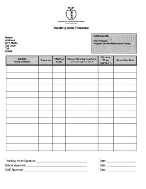 Fillable Online cae-nyc Sample-Teaching-Artist-Timesheetdoc - cae-nyc ...