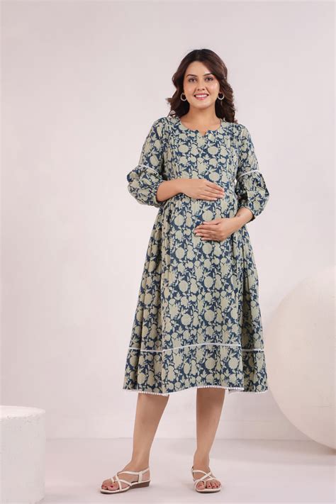 Nature's Indigo Katha Maternity & Nursing Dress – Ikk Kudi by Seerat