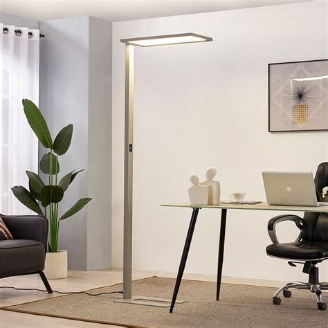 Prios LED office floor lamp Taronis, silver, 195 cm, dimmable | Lights ...