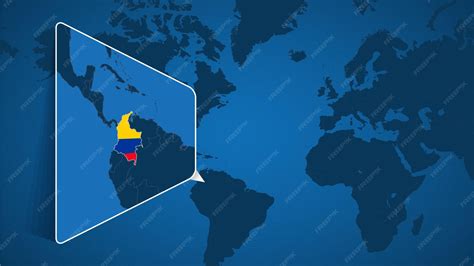 Premium Vector | Location of Colombia on the World Map with Enlarged Map of Colombia with Flag