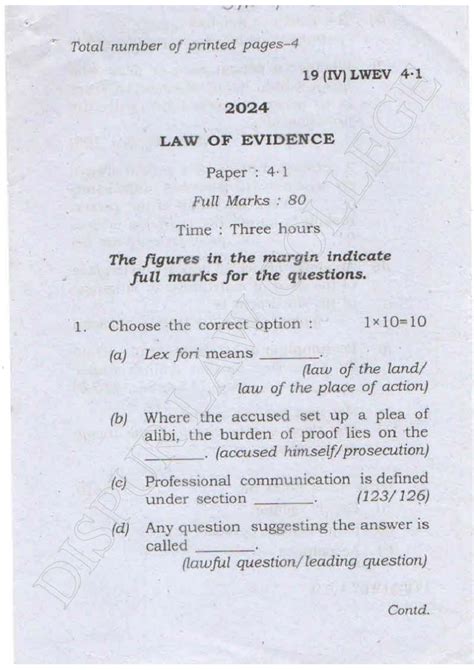 Law of Evidence 4.1 LLB Exam Questions and Notes - Studocu