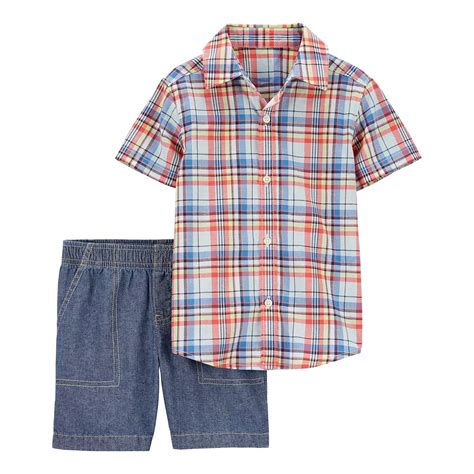 Toddler Boy Carter's Plaid Button-Front Shirt & Shorts Set