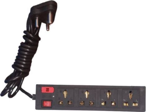 KL-TECH 4+1 Extension Board 4 2.5 M Long wire 6 Amp (Black) 6 A Three ...