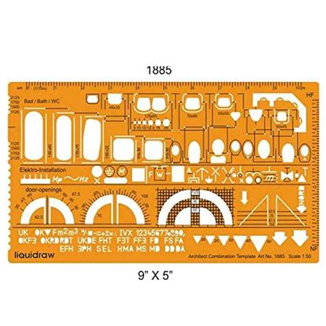 Buy Liquidraw 1:50 Scale Architectural Scale Ruler Drawing Template ...