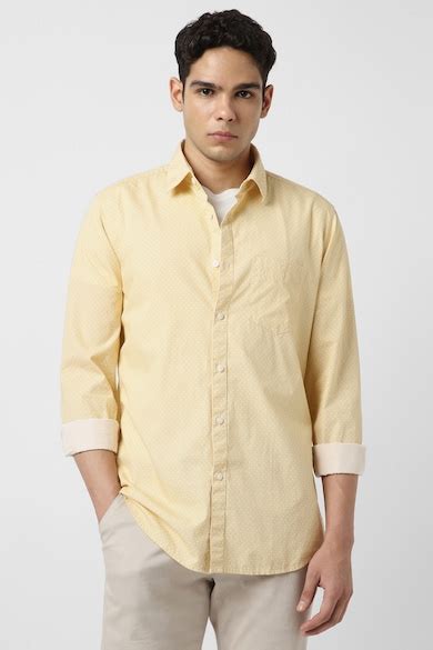 Buy Men Yellow Slim Fit Print Full Sleeves Casual Shirt Online ...