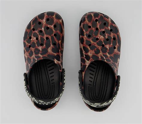 Crocs Classic Clogs Black Leopard - Animal-Print Trainers, Shoes & Sandals