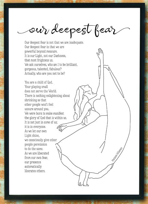 Our Deepest Fear Poem Marianne Williamson Poetry Wall Art - Etsy