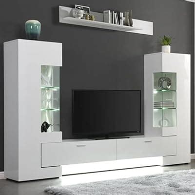 Buy Santiago Entertainment Unit In White High Gloss With LED Lights ...