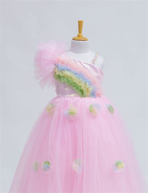 Elegant One-Shoulder Pink Ball Gown for Girls – Momatos