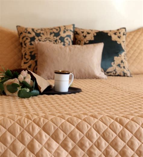 Peach - Mysa Sleep Quilted Microfiber Bedcover for Double Bed | Ultra ...