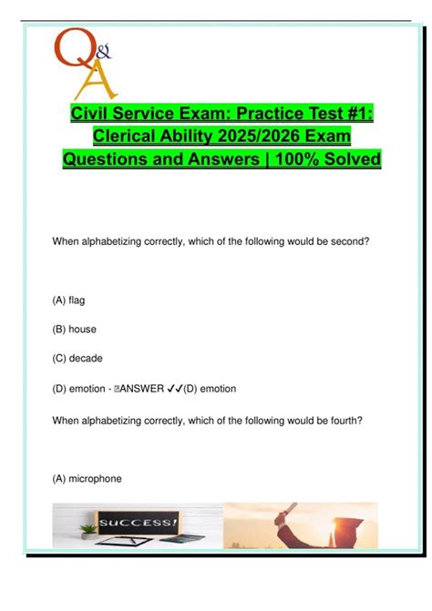 Civil Service Exam Practice Test #1 – Clerical Ability 2025/2026 | 50 ...