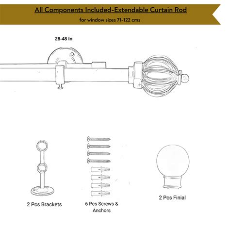 GLASS METAL ROYAL FINIAL EXTENDABLE DOUBLE CURTAIN ROD BLACK 19MM (HAR ...