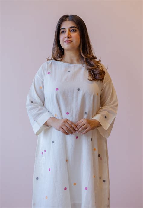 Indian Ethnic Women's Kusum Off White Jamdani Handloom Cotton A Line ...