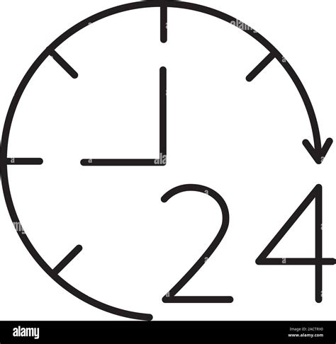 Open around the clock linear icon. Thin line illustration. Open 24 ...