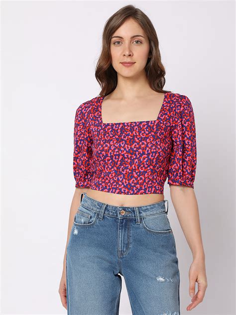 Buy Pink Printed Crop Top for Women Online