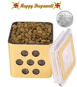 Punjabi Ghasitaram Halwai Diwali Special Raisin Golden Square Jar with ...