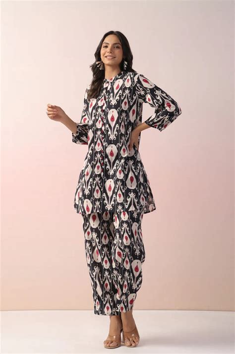Black Abstract Printed Cotton Co-Ord Set – Ganga Grace