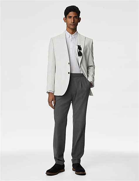 Buy Textured Check Stretch Blazer at Marks & Spencer