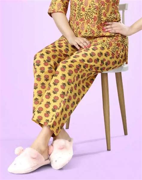 Mustard Paisley Cotton Printed Night Suit – South India Shopping Mall