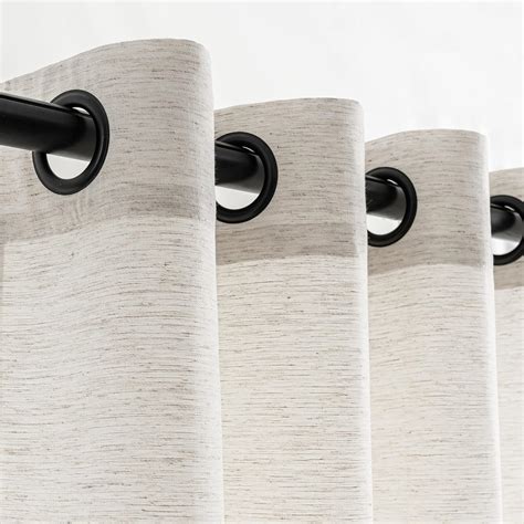 Amazon.com: VOILYBIRD Off White Linen Curtains Black Grommets Sheers ...