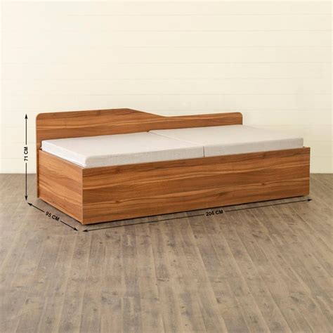 Buy Helios Marie Gold Brown Storage Diwan Bed with Mattress - 206x95cm ...