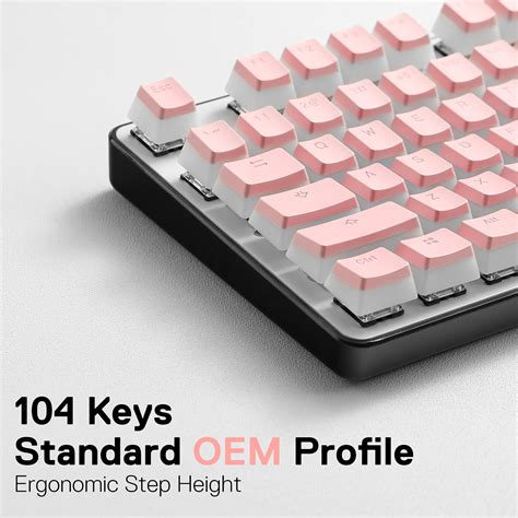 Redragon A130 Pink Pudding Keycaps, 104 Keys Standard Doubleshot PBT ...