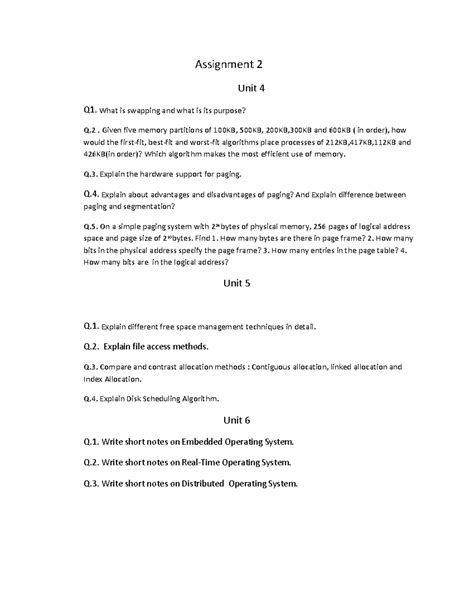 Operating System Assignment 2: Memory Management & File Techniques ...