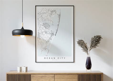 Ocean City Maryland Map Print, Map of Ocean City, Ocean City MD Art, Ocean City Maryland Wall ...