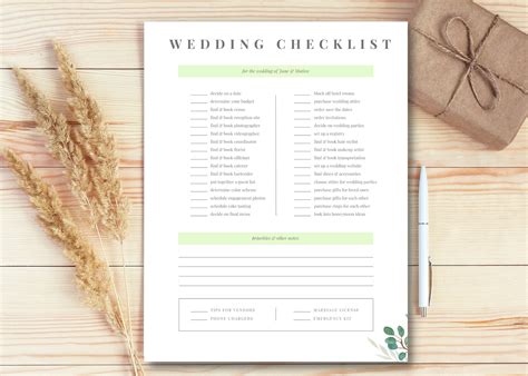 Image result for Downloadable Printable Wedding Checklist