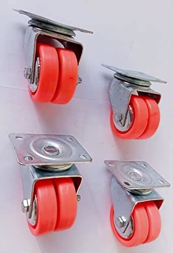 MHS Heavy-Duty Swivel Caster Wheels Set of 4 – PU Rubber, 360° Rotation ...