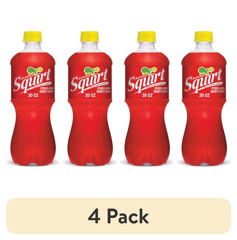 (4 pack) Squirt Ruby Red Grapefruit Soda Pop, 20 fl oz, Bottle ...