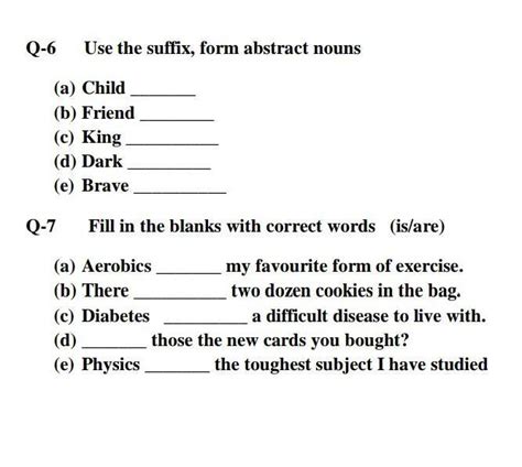 Use the suffix, form abstract nouns and Fill in the blanks with correct ...