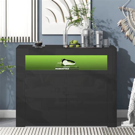 Btmway Black Buffet Cabinet High Gloss Kitchen Sideboard Cupboard 16 ...
