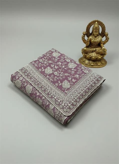Pure chinon pastel lilac color with chikankari and stone work ...