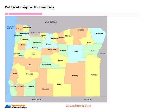 Oregon county map - Editable PowerPoint Maps