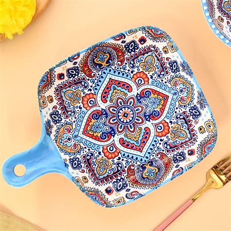 VON CASA Ceramic Square Dish with Handle Light Blue Online - Premium ...