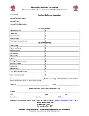 Fillable Online usaboxingca Financial Statement for Competition - USA ...