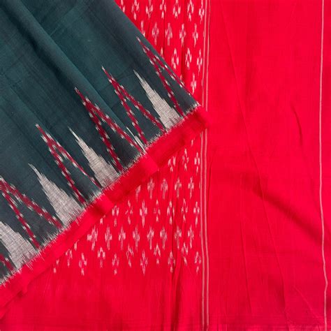 Bottle Green &Red Ikkat cotton Saree – Ikkat Time