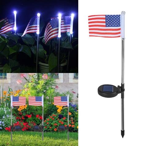 4th of July Flag American Flag Mini Solar Lights USA Flags for Garden ...