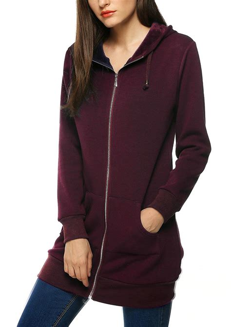 Zeagoo Womens Zip Up Hoodies Long Sleeve Fall Hooded Lightweight Tunic ...
