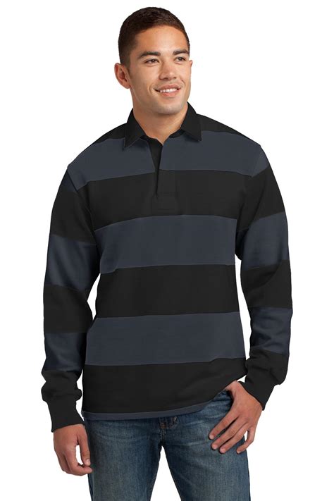 Sport-Tek ST301 Classic Long Sleeve Rugby Polo - Shirtmax