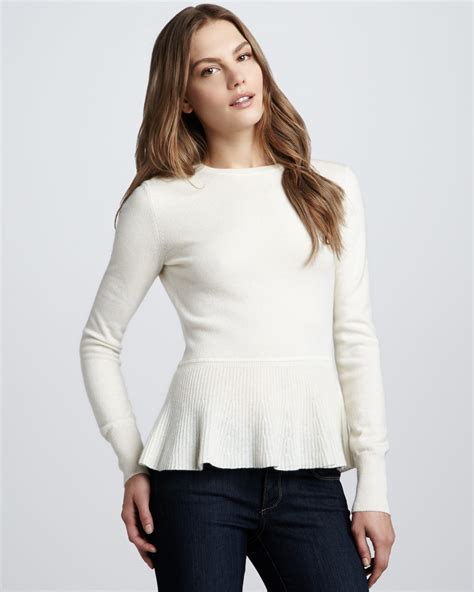Lyst - Autumn Cashmere Cashmere Peplum Sweater in White